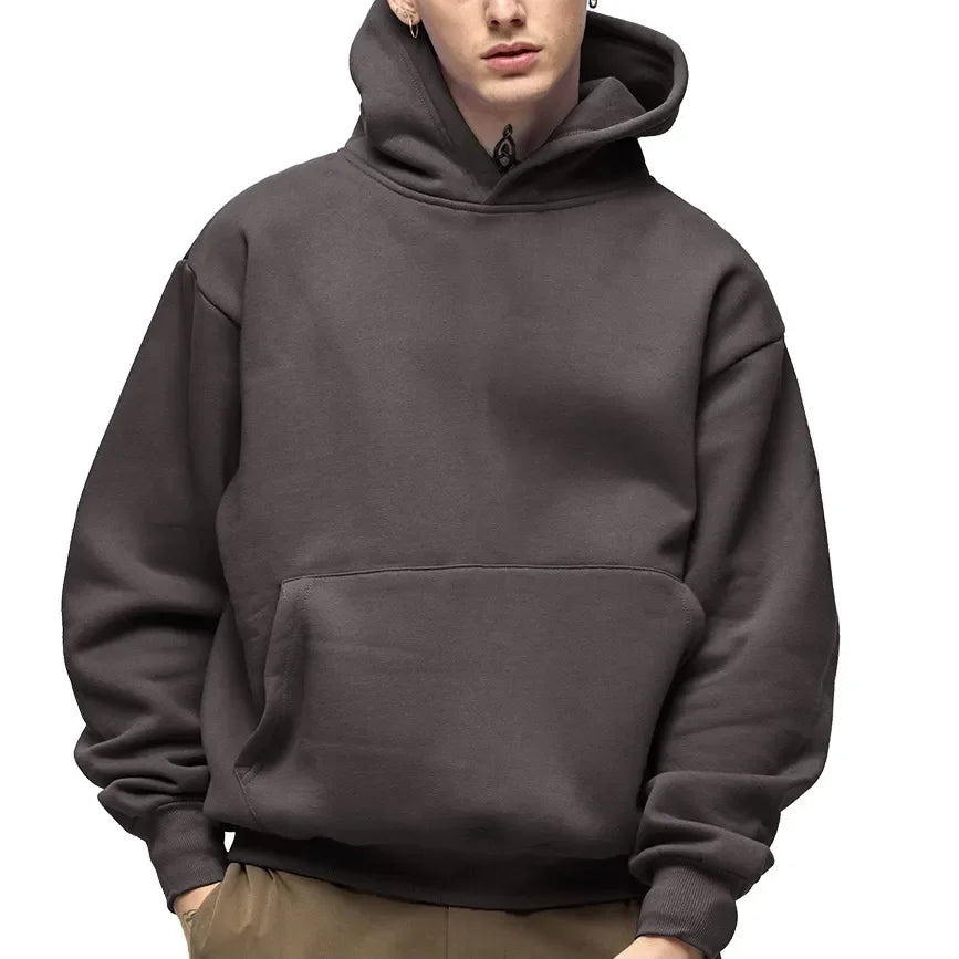 Casual Thick Solid Color Hoodies