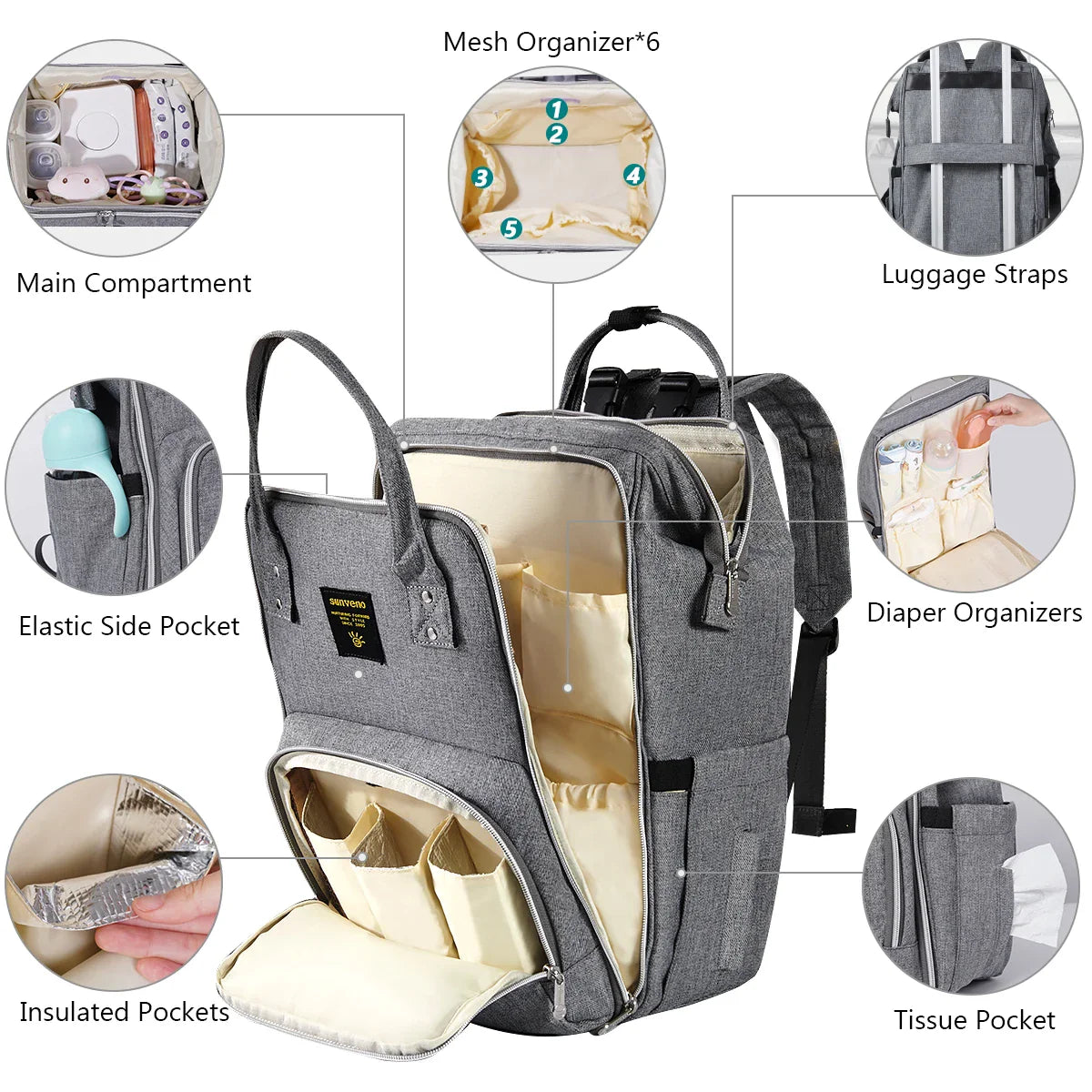 Stylish Diaper Bag Backpack Multifunction for Travel - MONLANE