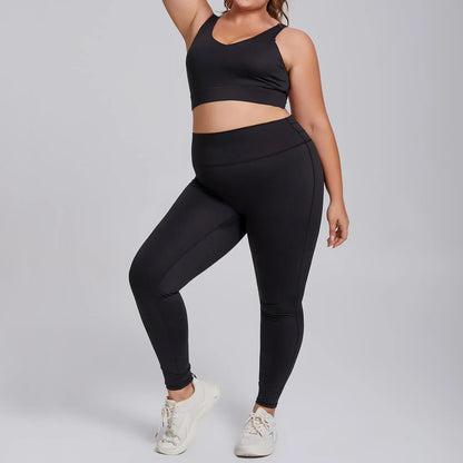 black Plus Size High Stretch Yoga Leggings