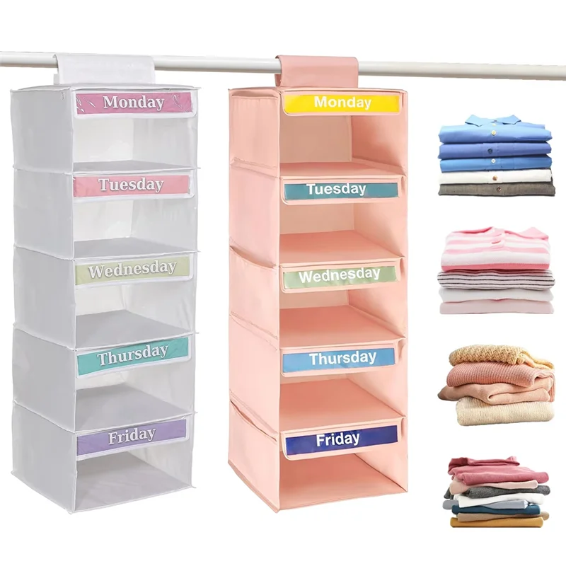5 Side Pockets-Weekly Clothes Organizer