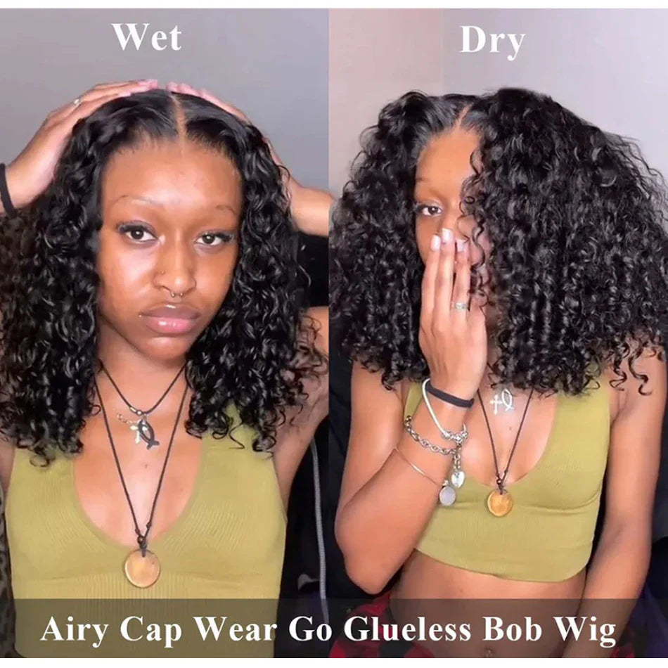 water Wave Bob Glueless Preplucked Human Wigs