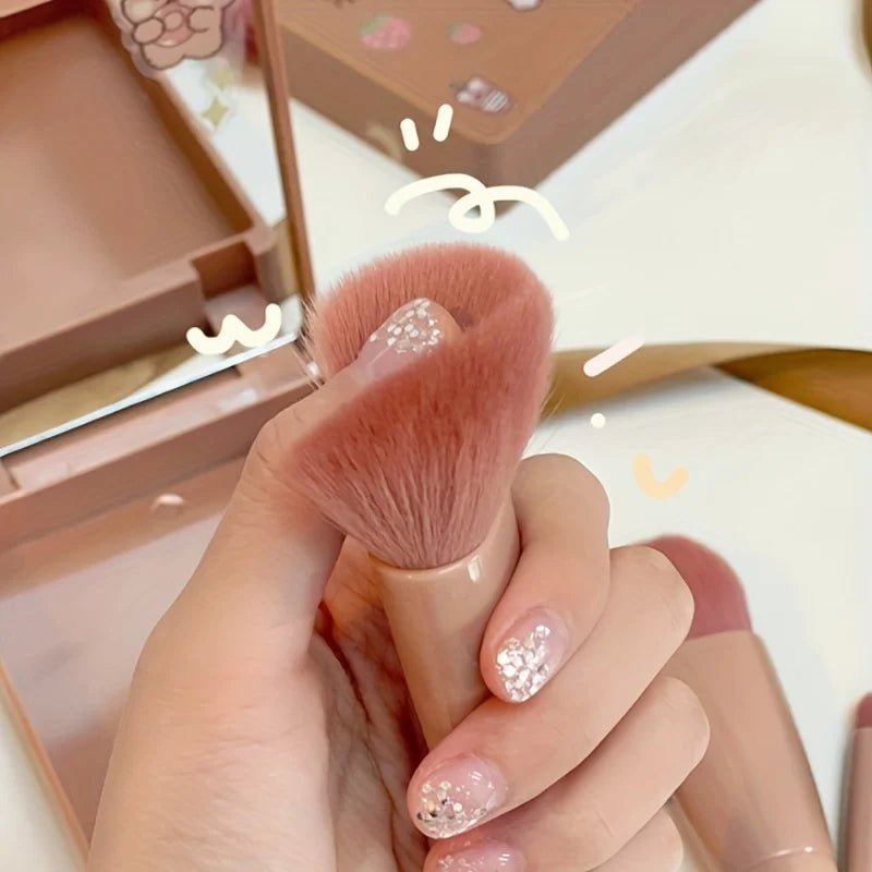 5Pcs Portable Makeup Brush Set With Mirror