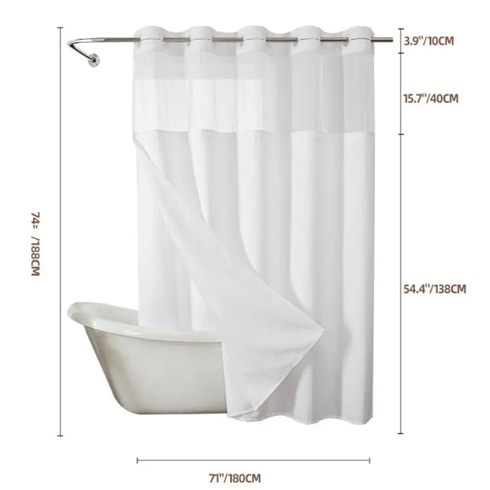 No Hook Shower Curtain with Snap-in Liner