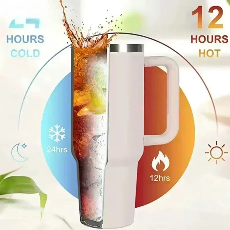 Insulated Tumbler with Handle and Straw