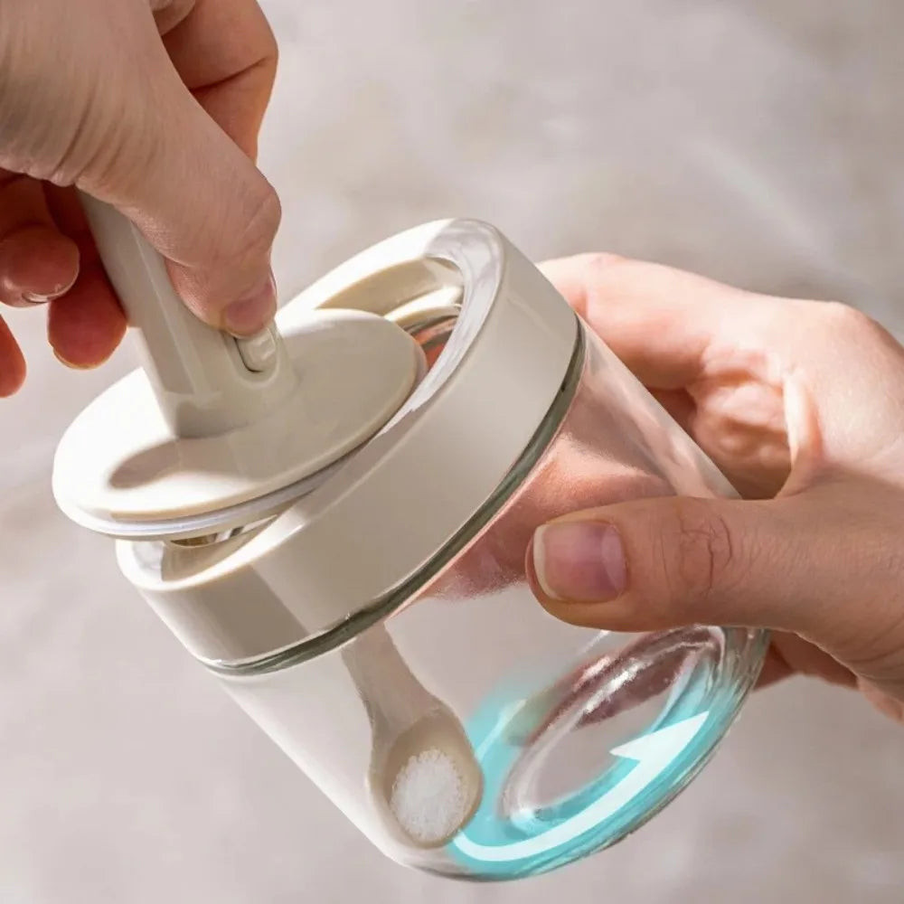 Glass Seasoning Bottle With Telescopic Spoon