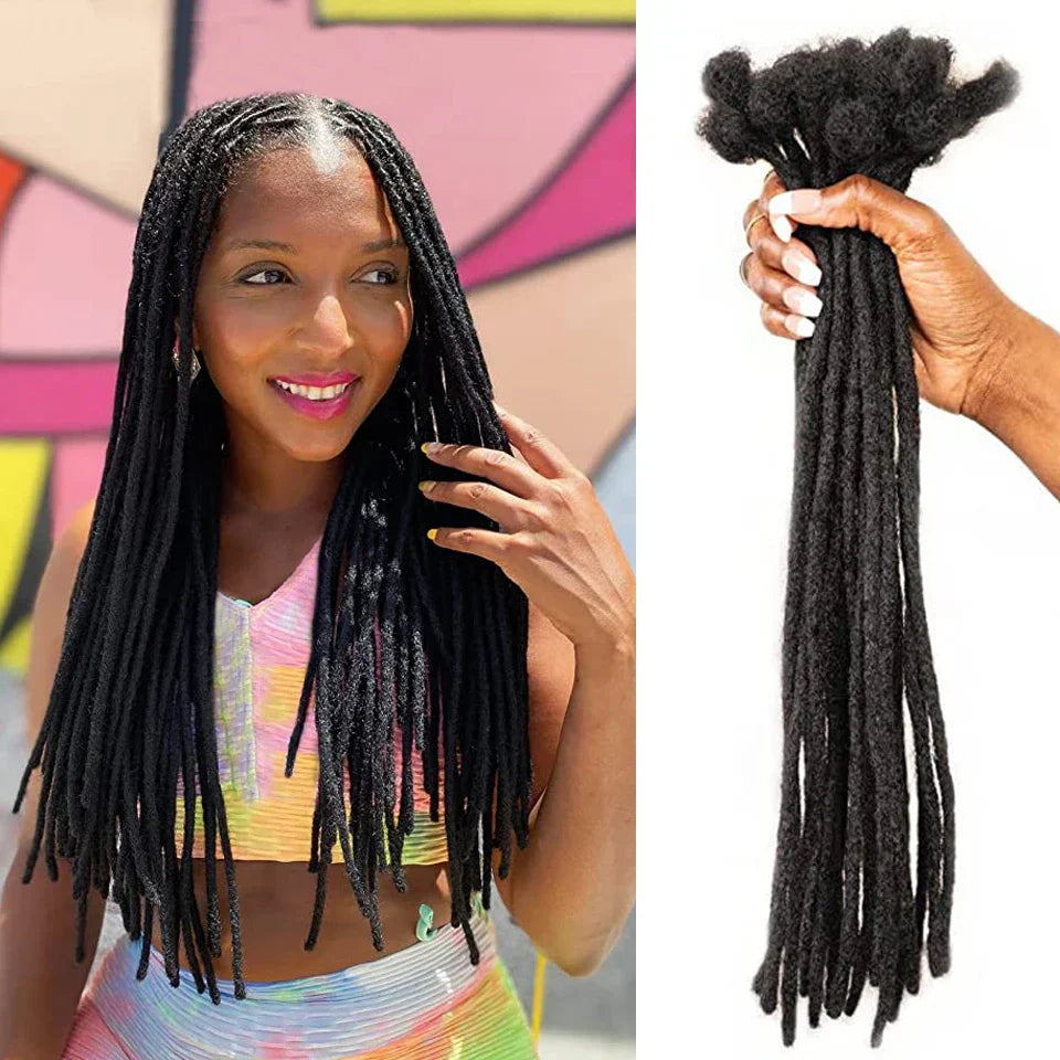 Human Hair Kinky Straight Crochet Locs 20/18inch