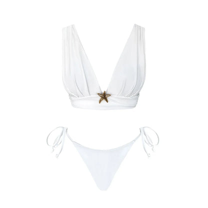 3Pcs Star Button Swimsuit