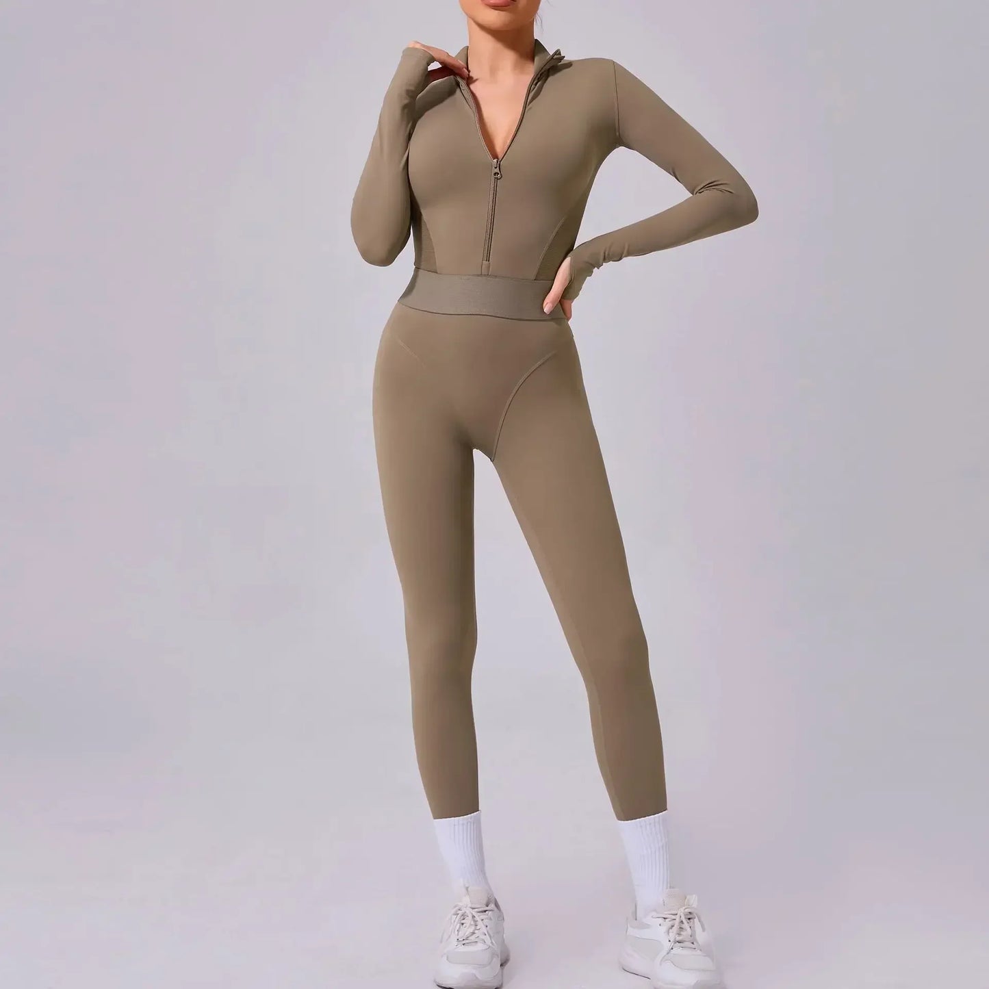 Half Zip Yoga Jumpsuit - MONLANE