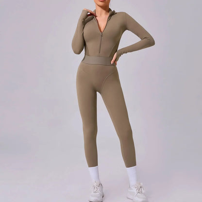 Half Zip Yoga Jumpsuit - MONLANE