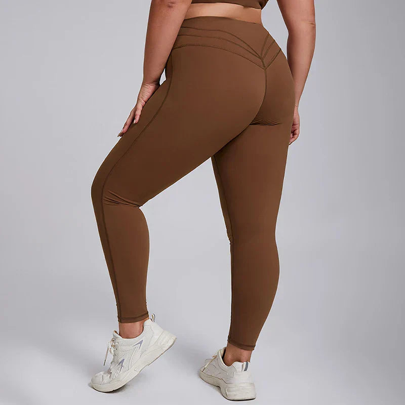 Brown Plus Size High Stretch Yoga Leggings