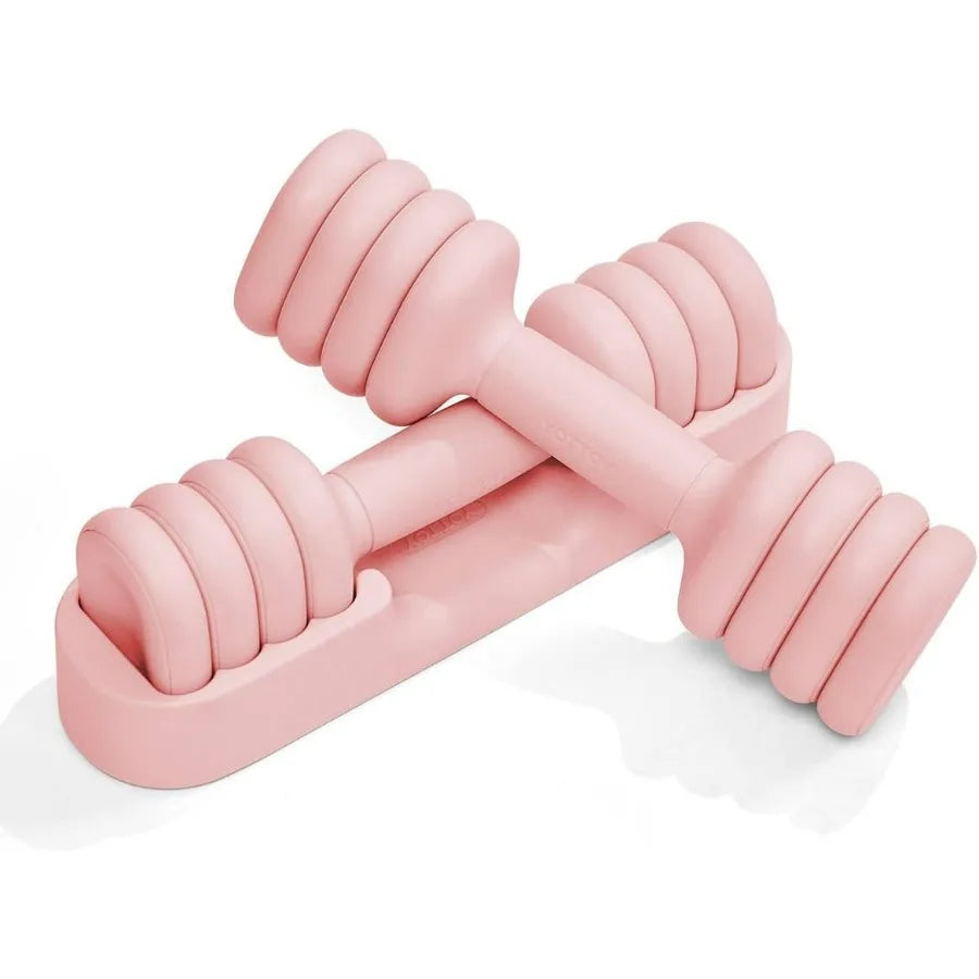 Compact Free Weights Dumbbells Set with Soft Grip and Base,