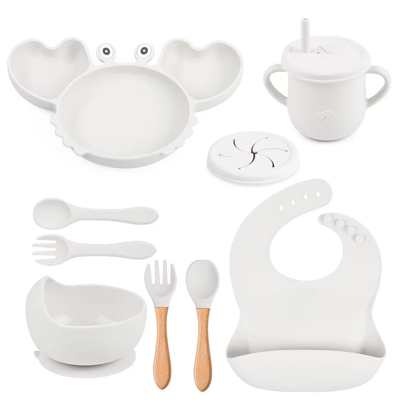 9Pcs Baby Silicone Non-Slip Suction Feeding set