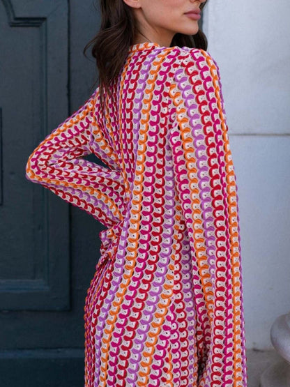 Slit Striped Knit Maxi Dress