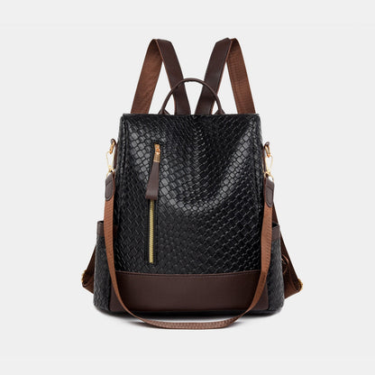 Adjustable Straps PU Leather Backpack Bag