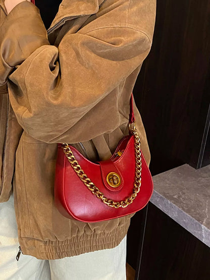 Chain Accent Shoulder Bag