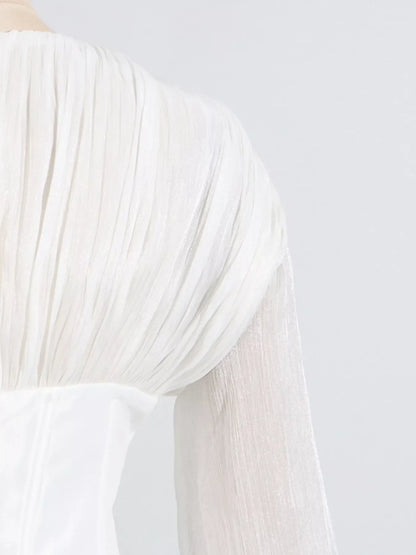 Ruffle Balloon Sleeve Mini Dress