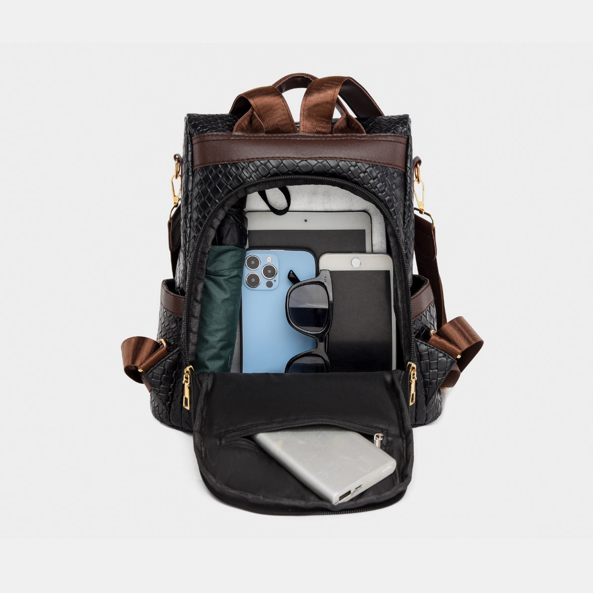 Adjustable Straps PU Leather Backpack Bag