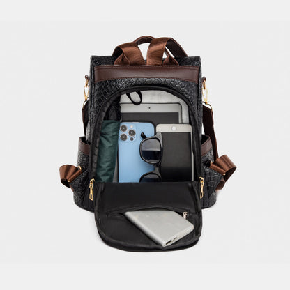 Adjustable Straps PU Leather Backpack Bag