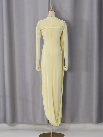 One-Shoulder Draped Maxi Dress