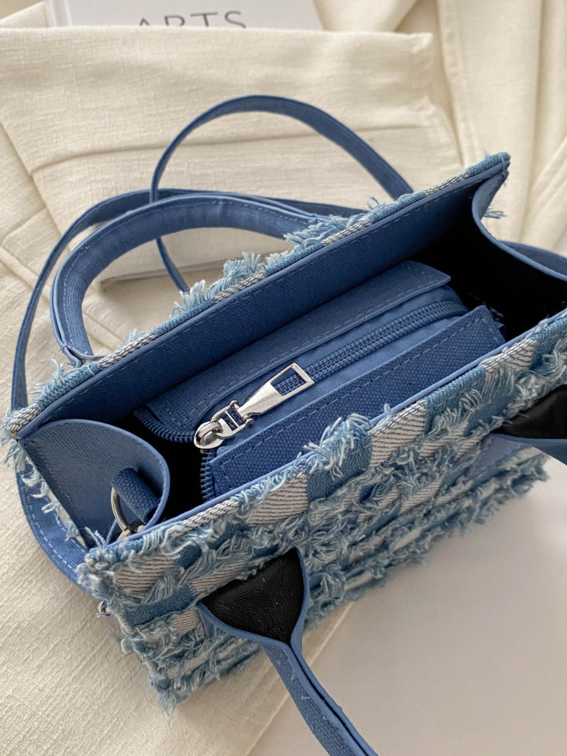 Checkered Denim Handbag - MONLANE