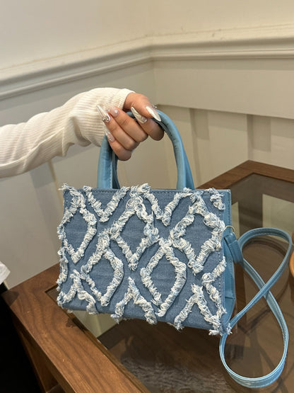 Raw Hem Denim Handbag - MONLANE
