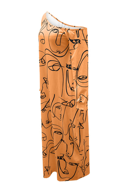 Printed Lantern Sleeve Maxi Dress