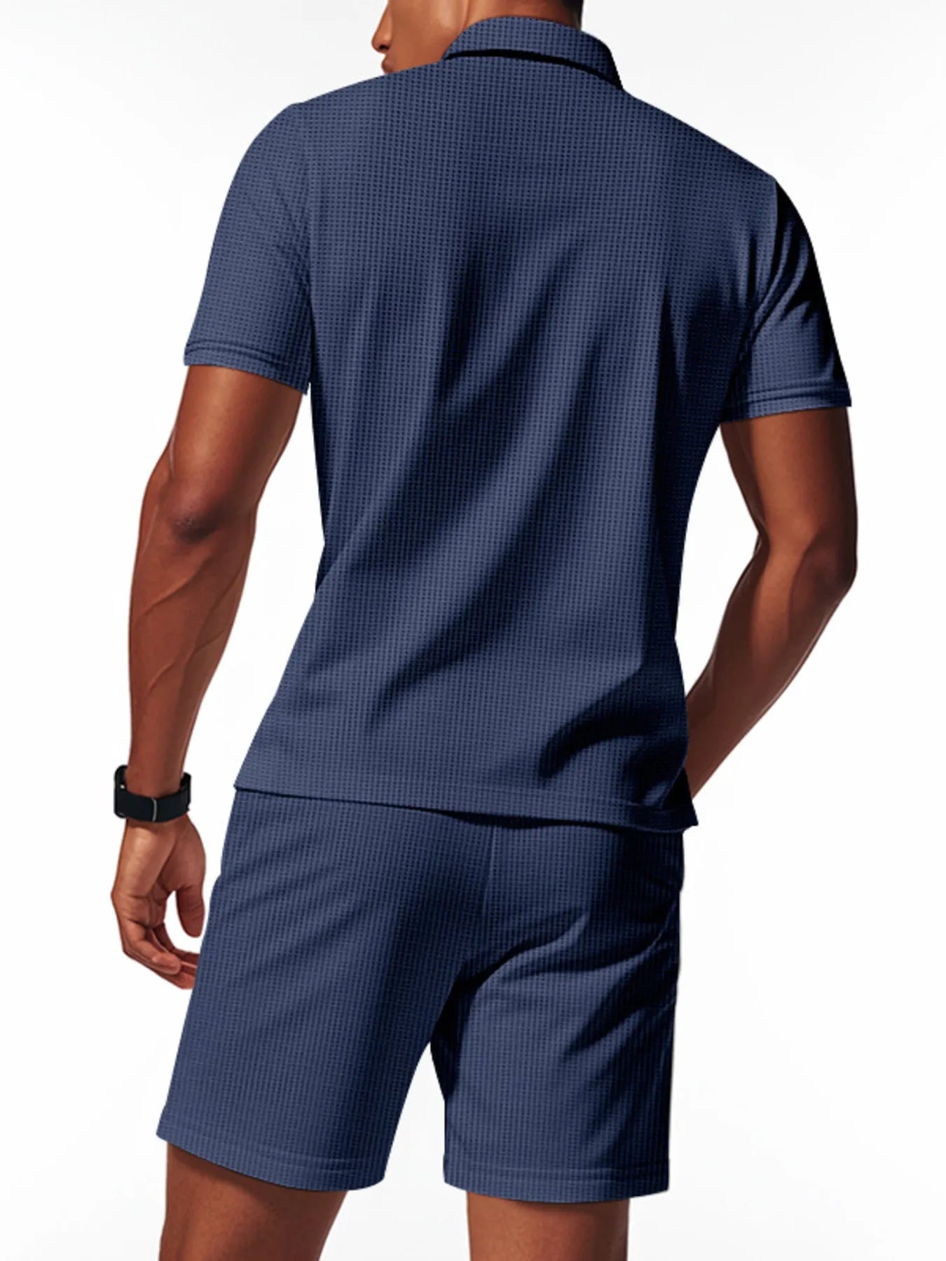 Men's Quarter Zip Short Sleeve Top and Shorts Set