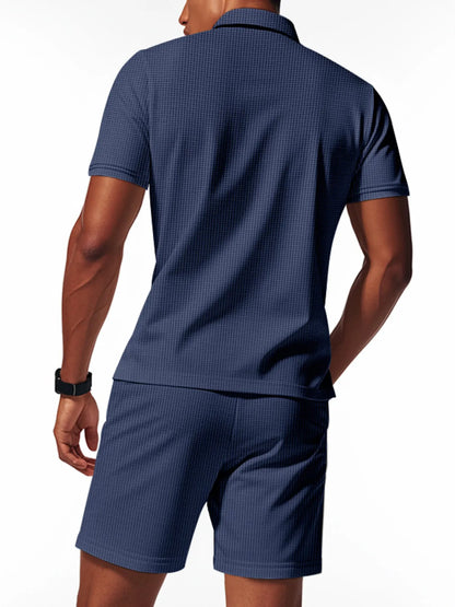 Men's Quarter Zip Short Sleeve Top and Shorts Set