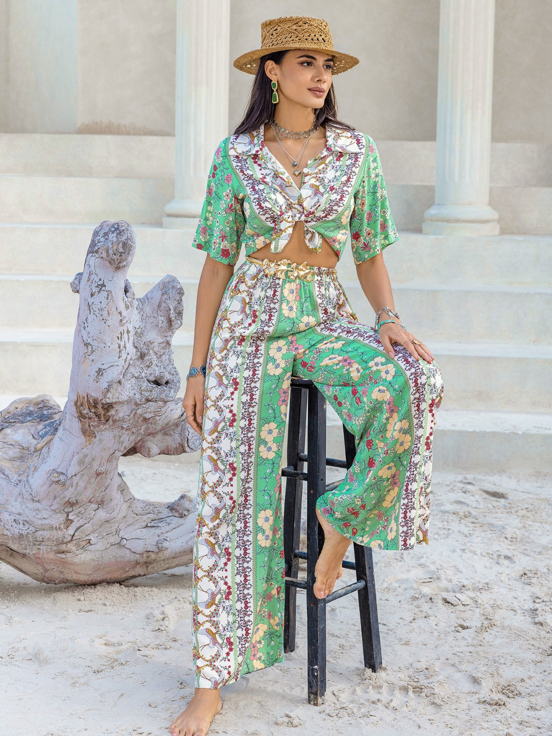 Floral Printed Pants Set