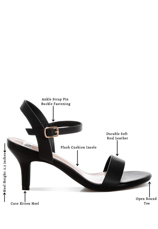Tomari Pin Buckle Kitten Heel Sandals