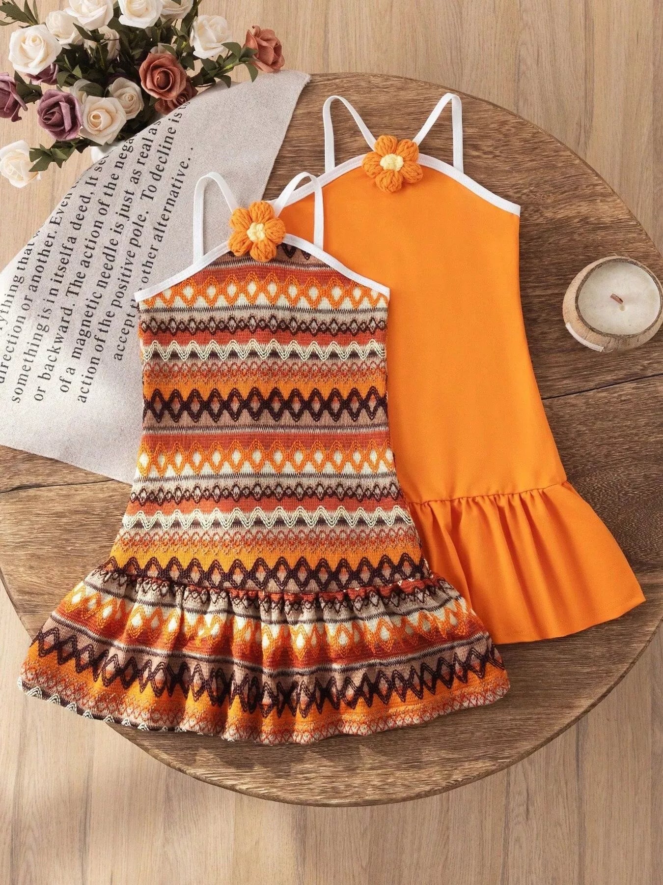 Children's Ruffled Hem Neck Dress