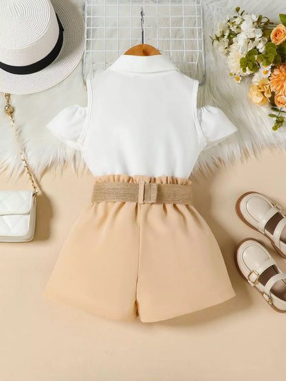 Children's Ruffle Cold Shoulder Top & Shorts Set