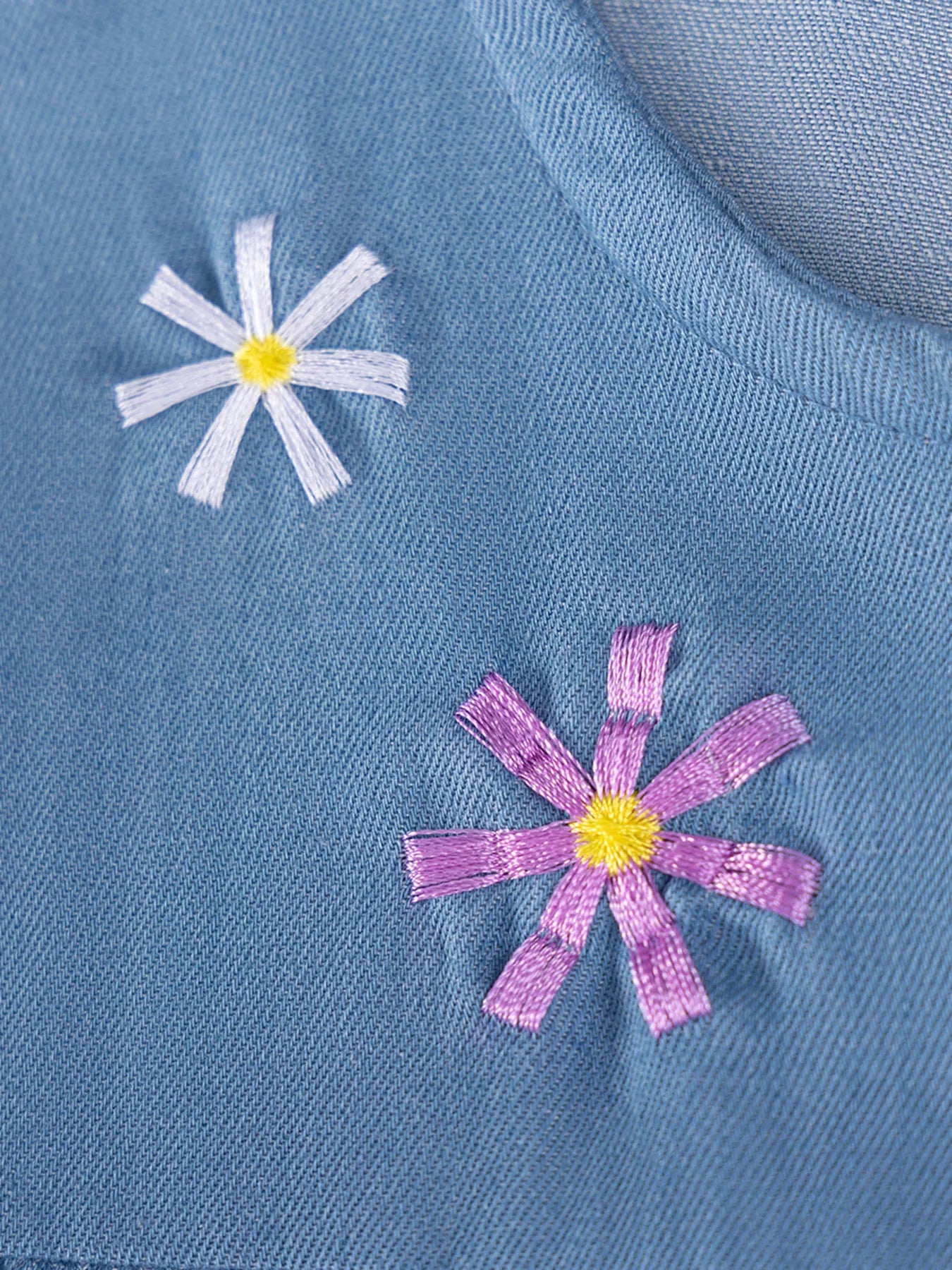 Children's Button Front Ruffle Sleeve Denim Dress