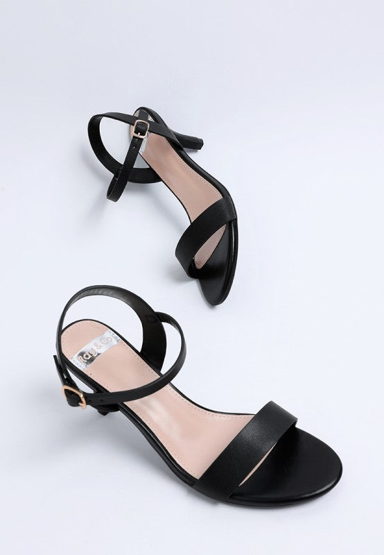Tomari Pin Buckle Kitten Heel Sandals
