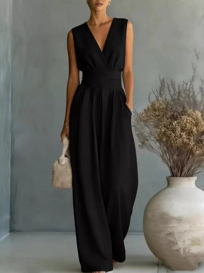 Full Size Sleeveless Wide Leg Jumpsuit Plus Size