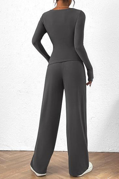 Long Sleeve Top Pants Set - MONLANE