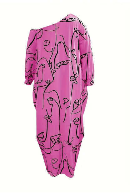 Printed Lantern Sleeve Maxi Dress