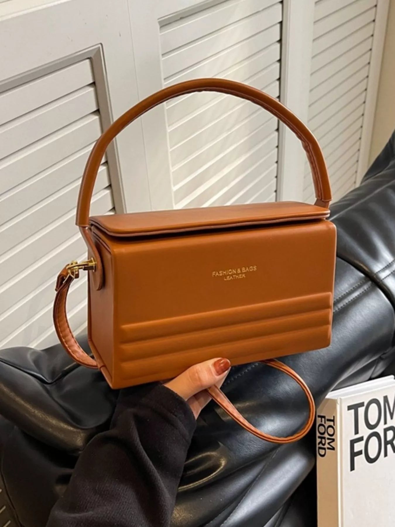 Box-Shaped Crossbody Bag
