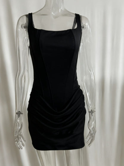 Ruched Sleeveless Mini Dress
