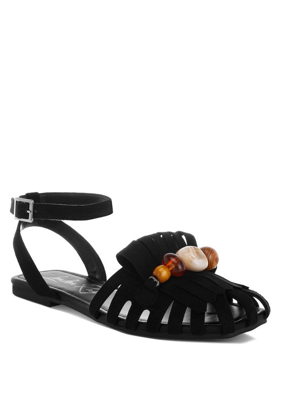 Corvina Bead Embellished Cut Work Flats