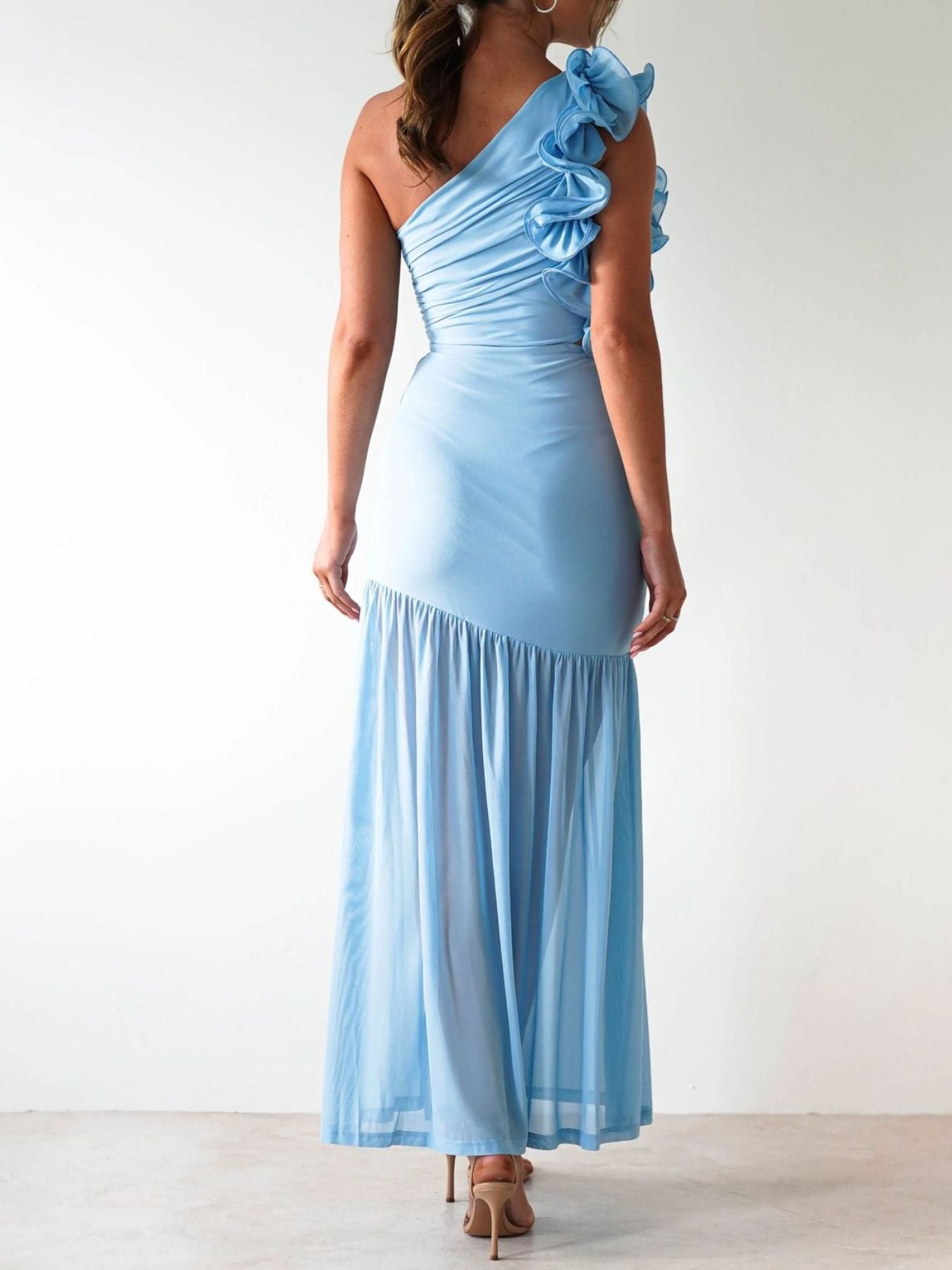 One-Shoulder Ruffle Trim Dress