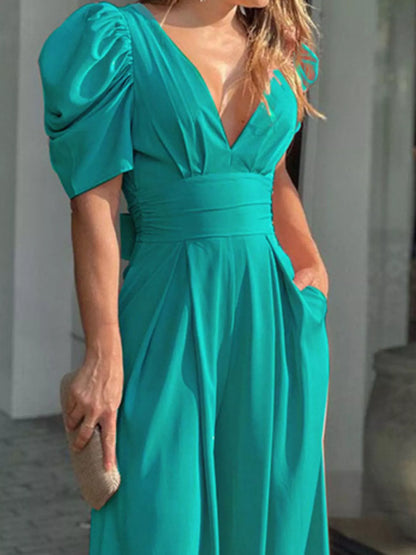 Puff Sleeve Wide Leg Jumpsuit