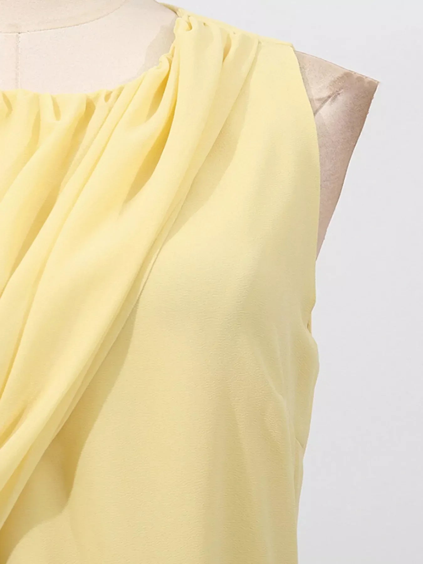 Sleeveless Ruched High-Slit Maxi Dress