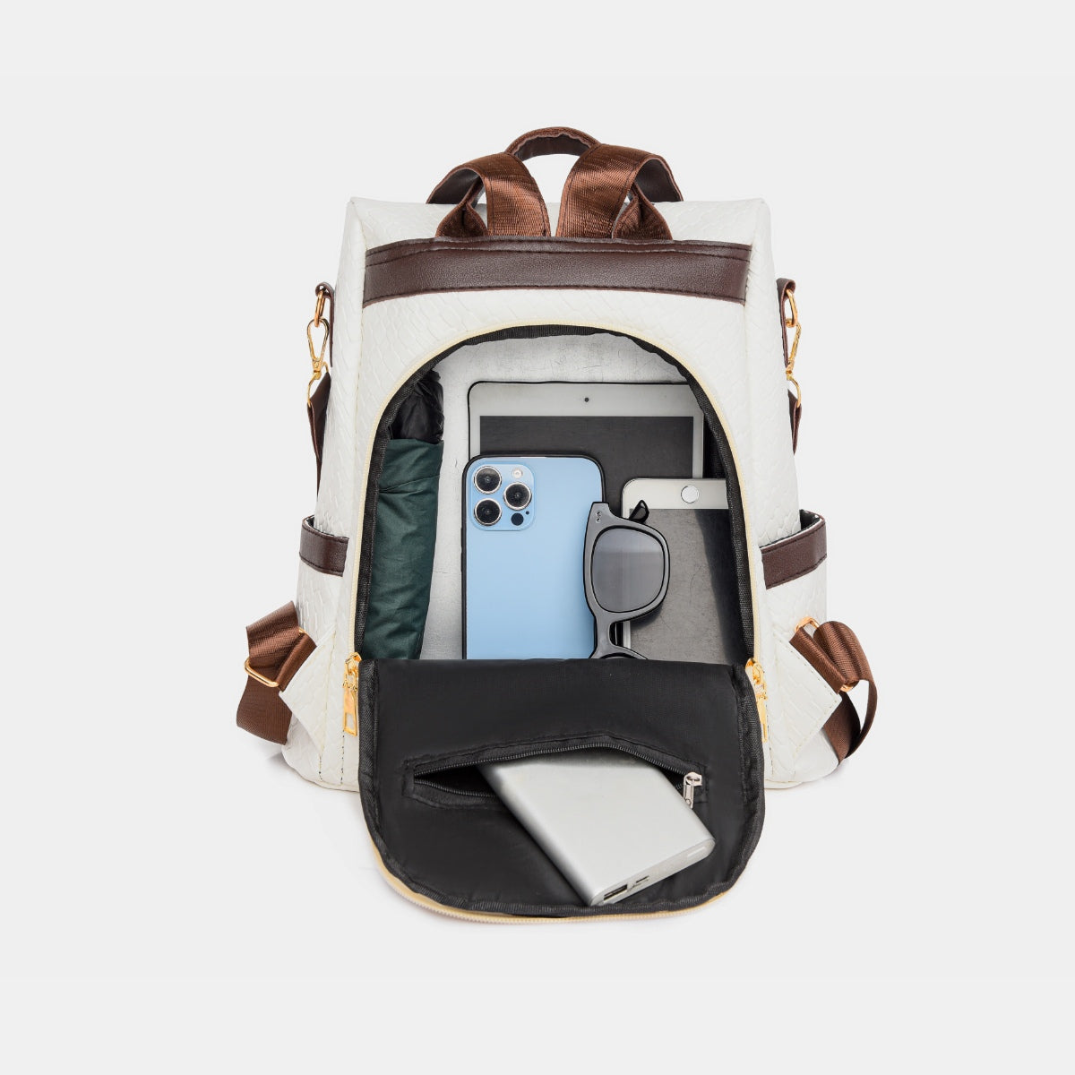 Adjustable Straps PU Leather Backpack Bag