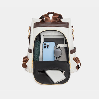 Adjustable Straps PU Leather Backpack Bag