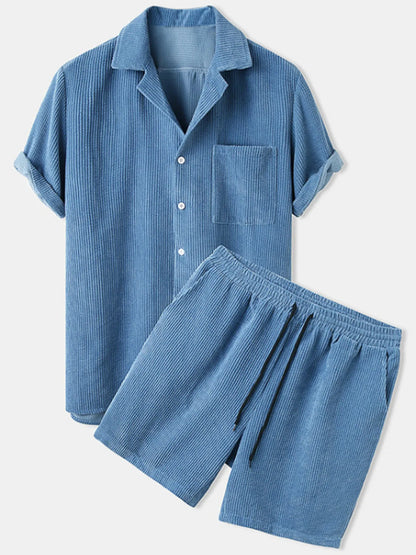 Men's Classic Textured Top and Shorts Set