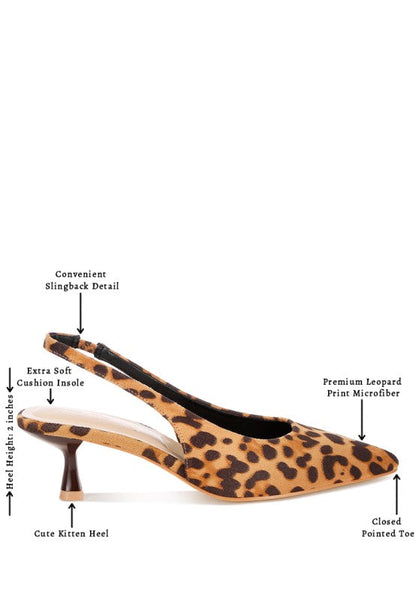 Inana Leopard Slingback Kitten Heels