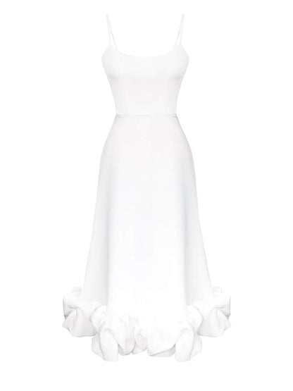 Ruffle Hem Scoop Neck Midi Dress