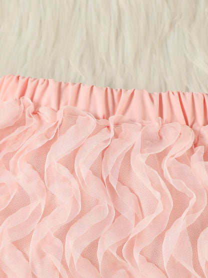 Children's Pearl Bowknot Top and Skirt Set