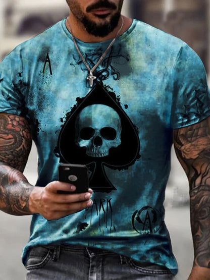 Men's Plus Size Skull Ace of Spades Graphic T-Shirt